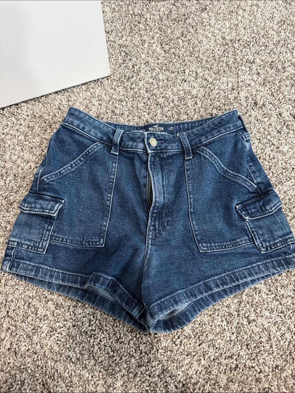 Hollister Dark Blue Denim Cargo Shorts
